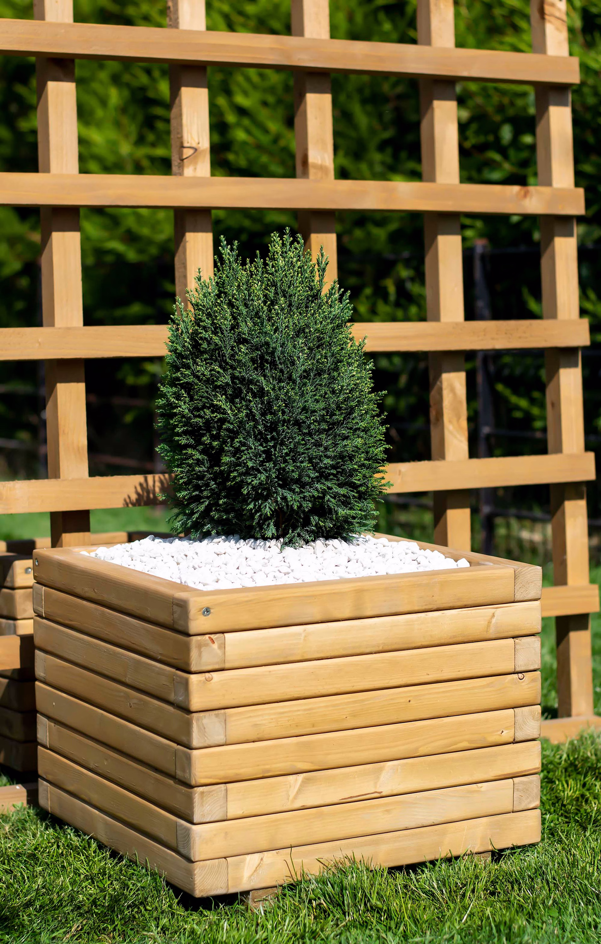 60cm Large Square Wooden Planter