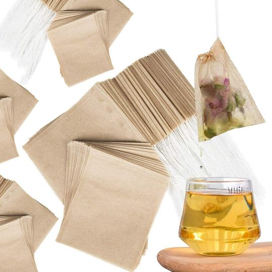 600 Pcs Disposable Tea Bag, Disposable Paper Tea Bag with Drawstring, Refillable Tea Bag (8 x 10 cm)