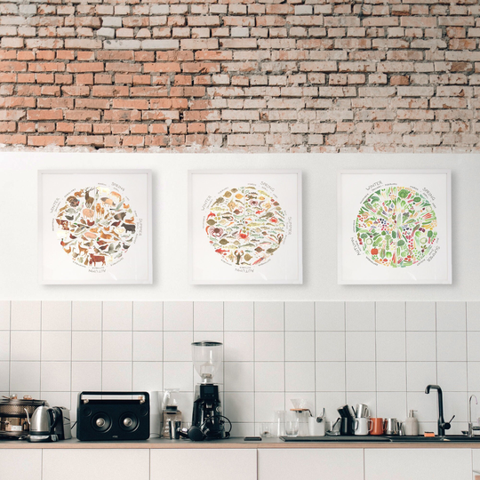 Set Of 3 Prints | Seasonal Cooking Kitchen Decor