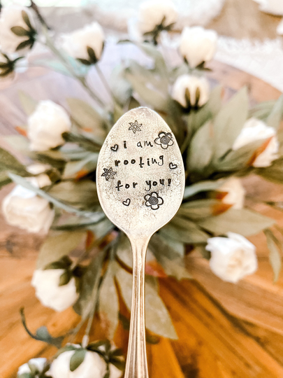I'll Am Rooting For You Plant Stake Novelty Hand Stamped Spoon Christmas Gift