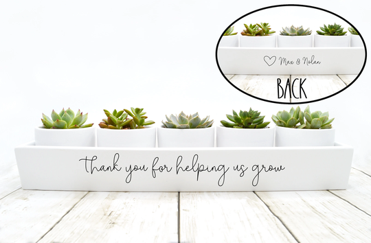 Custom | Thank You For Helping Us Grow Planter Set Gift Succulent Pots Indoor Plants Not Included | White