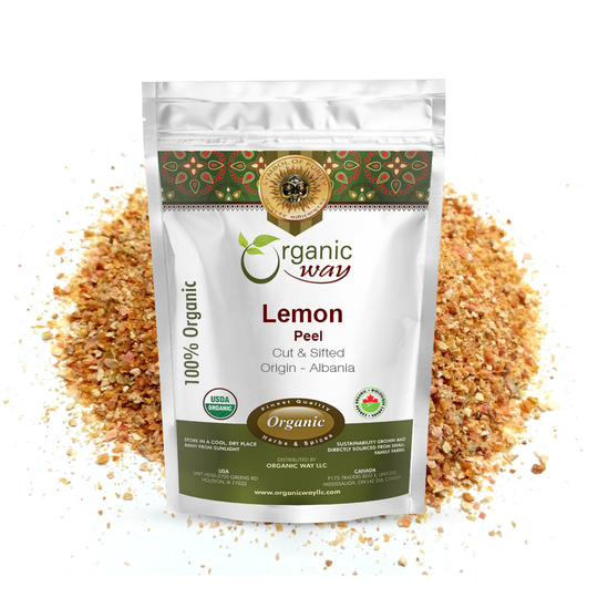 Organic Way Lemon Peel Cut & Sifted - European Wild-Harvest | Kosher, Usda Certified Raw, Vegan, Non Gmo, Gluten Free Origin Albania