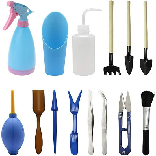 Groofoo - Garden Transplanting Kit, 14pcs/Set Succulent Care Transplanting Tools, Garden Planting Tools Set, Hand Planting Gardening Tools Set Mini,