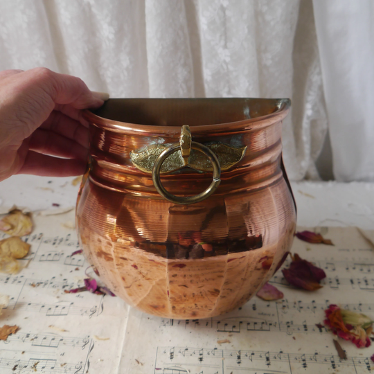 Small Vintage Copper Wall Planter
