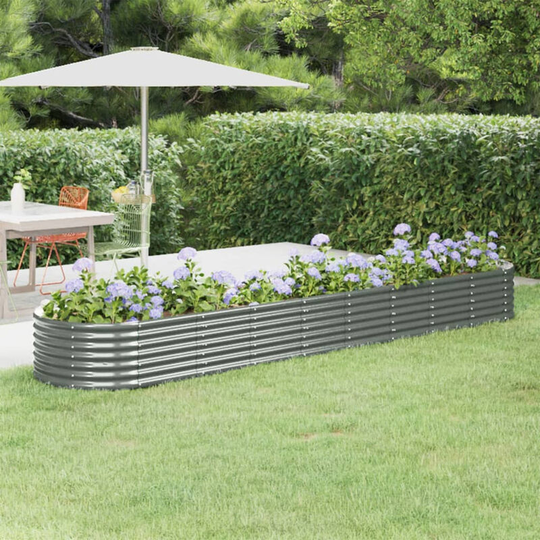 Asupermall - Garden Planter Powder-coated Steel 368x80x36 cm Grey