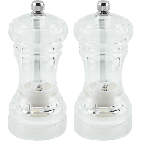 Fvbjd - Clear Acrylic Salt and Pepper Grinder Refillable Sea Salt Pepper Grinder Kitchen Pepper Shaker 4 inch color box