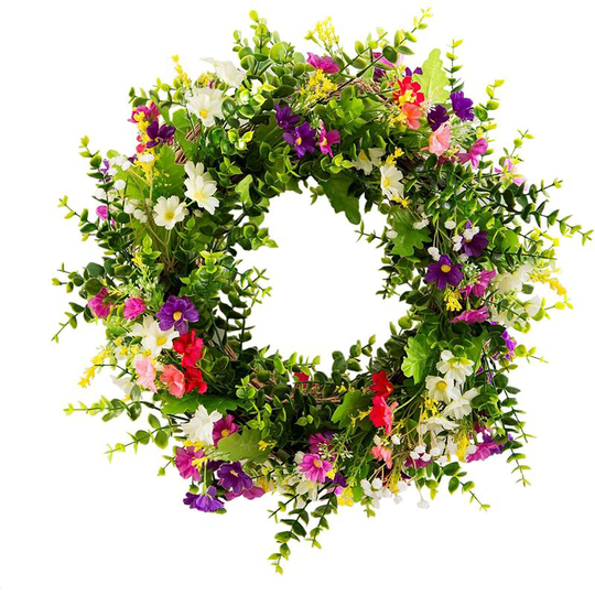 FVO - TianBao Artificial Door Wreath Green Leaves Wreath, Front Door Wreaths, Four Seasons Outdoor Ornaments for Bedroom Wall Party and Festival