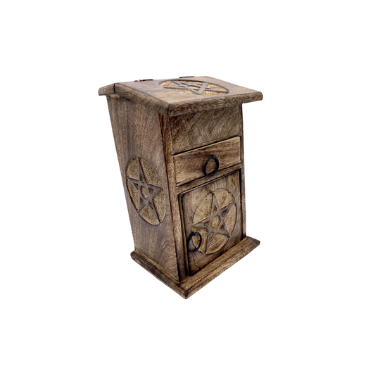 Wooden Pentagram Cupboards, Chest Storage Almirah Box, Jewelry Boxes, Crystal Drawer Vintage Keepsake Box
