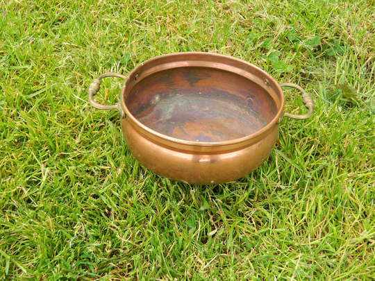Rustic French, Vintage Copper Pot, Well Used Garden Planter, Decor, Kitchen