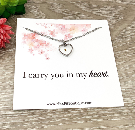 Mustard Seed Necklace, I Carry You in My Heart Card, Gift For Grieving Mother, Miscarriage Gift, Meaningful Infertility Struggles