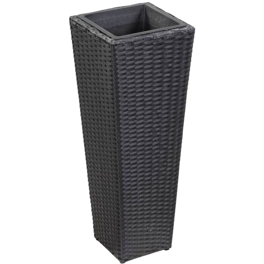 Devenirriche - Garden Raised Bed 30x30x80 cm Poly Rattan Black - Black