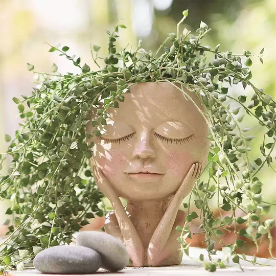 Flower Pot Character Human Face Vase Resin Succulent Plant Pots Abstract Portrait Tabletop Balcony Micro Landscape Embellishment
