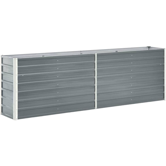 Asupermall - Garden Planter Galvanised Steel 240x40x77 cm Grey