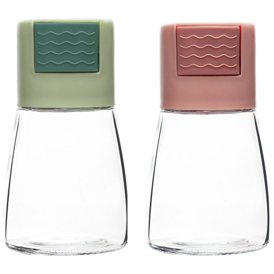 Farmhouse Salt and Pepper Shakers for Kitchen Counter - Easy Refilling Card Pink + Card Green