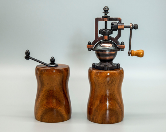 Salt & Pepper Mill Set/Handcrafted Antique Style Beautiful Kitchen Decor Handmade From Exotic Woods