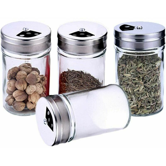Spice Jars, 4 Spice Jars with Swing Lid Glass Spice Jar Spice Jars for Storing Tea, Salt, Pepper, Herbs or Spices (M1)