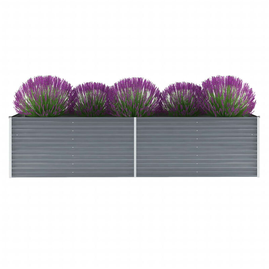 Garden Planter Galvanised Steel 320x80x77cm Grey VDTD29024 - Topdeal