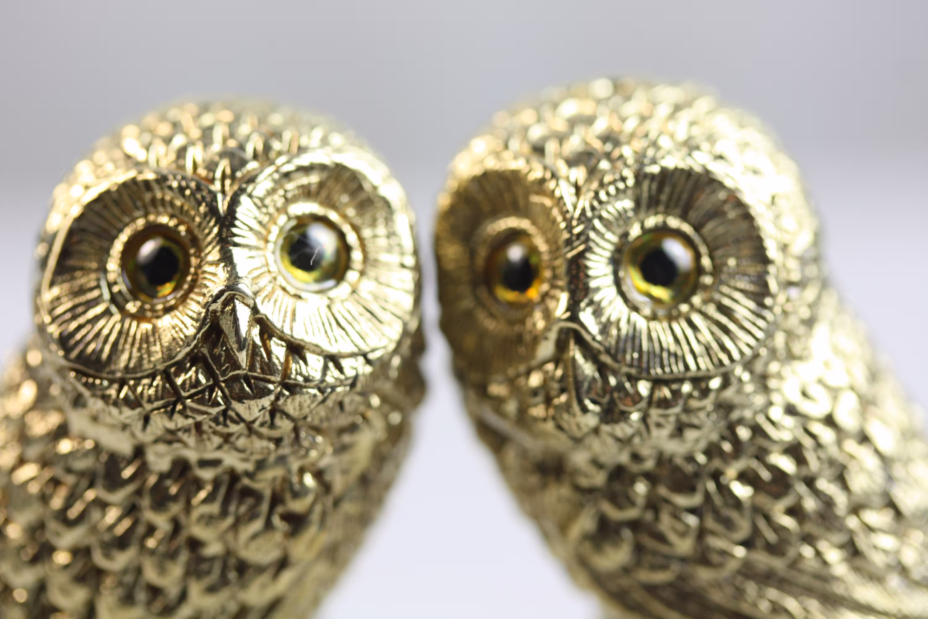 Owl Bird 18 Carat Gold Plated Salt & Pepper Cruet Shakers Set