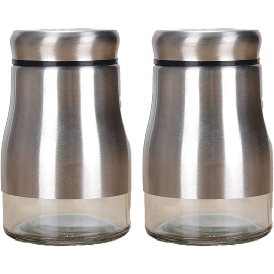Stainless Steel Salt and Pepper Shakers with Glass Bottom, Modern Kitchen Accessories Stainless steel