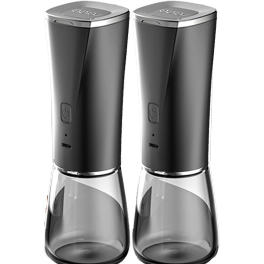 Electric Salt and Pepper Grinder Set - Pack of 2-Automatic Rechargeable Mills-Adjustable Ceramic Grind Upgrade Charging Black [2 Packs]
