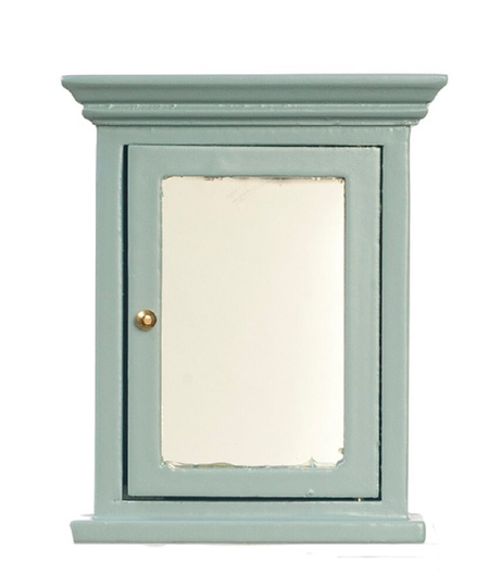 Dolls House Grey Medicine Cabinet With Mirror Door Bathroom Miniature Furniture