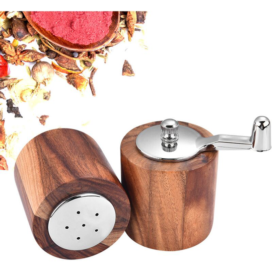 Mini Compact Manual Pepper Mill and Seasoning Tool, Kitchen Long Hand Crank Sea Salt Herb Spice Grinder