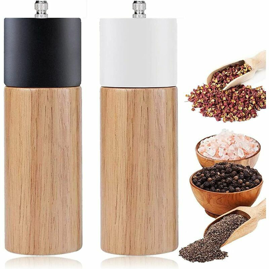 Echoo - Manual Pepper and Salt Mill with Adjustable Ceramic Grinding Wheel - Set Pepper & Salt Shaker, Salt and Pepper Shakers - Coarse and Fine