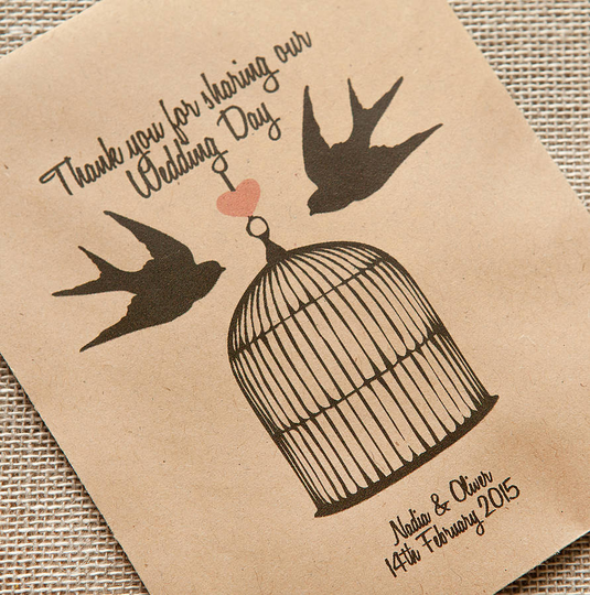 10 Love Birds Personalised Seed Packet Favours