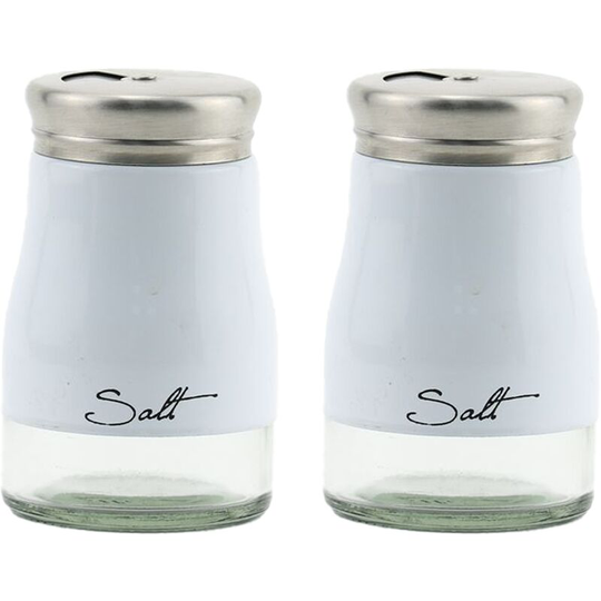 Stainless Steel Salt and Pepper Shakers with Glass Bottom, Modern Kitchen Accessories White