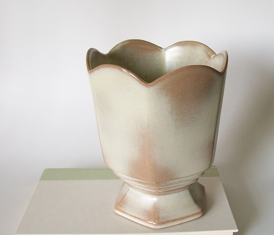 Vintage Frankoma Vase Or Planter, 6 Sided Pedestal Base, Marked G5