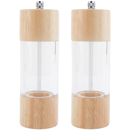Pepper and Salt Grinder Set, Premium Acrylic Manual Salt and Pepper Mills, with Visible Window 6 inch color box