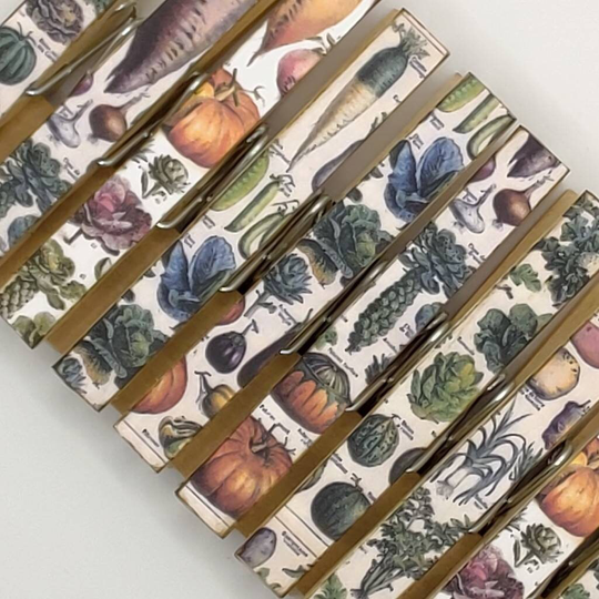 New Vintage Style Vegetable Clothespins Set Of 10 Decoupage Vintage Style