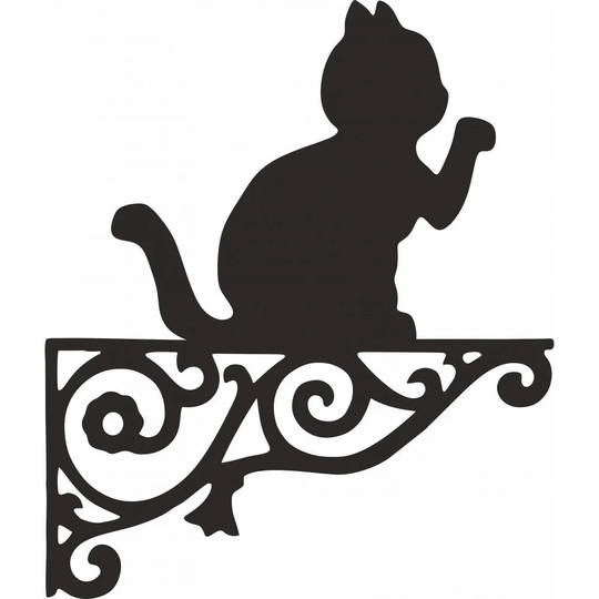 Lucky Cat Ornamental Hanging Bracket - Contemporary Basket Wall Mounted Decorative Garden Black