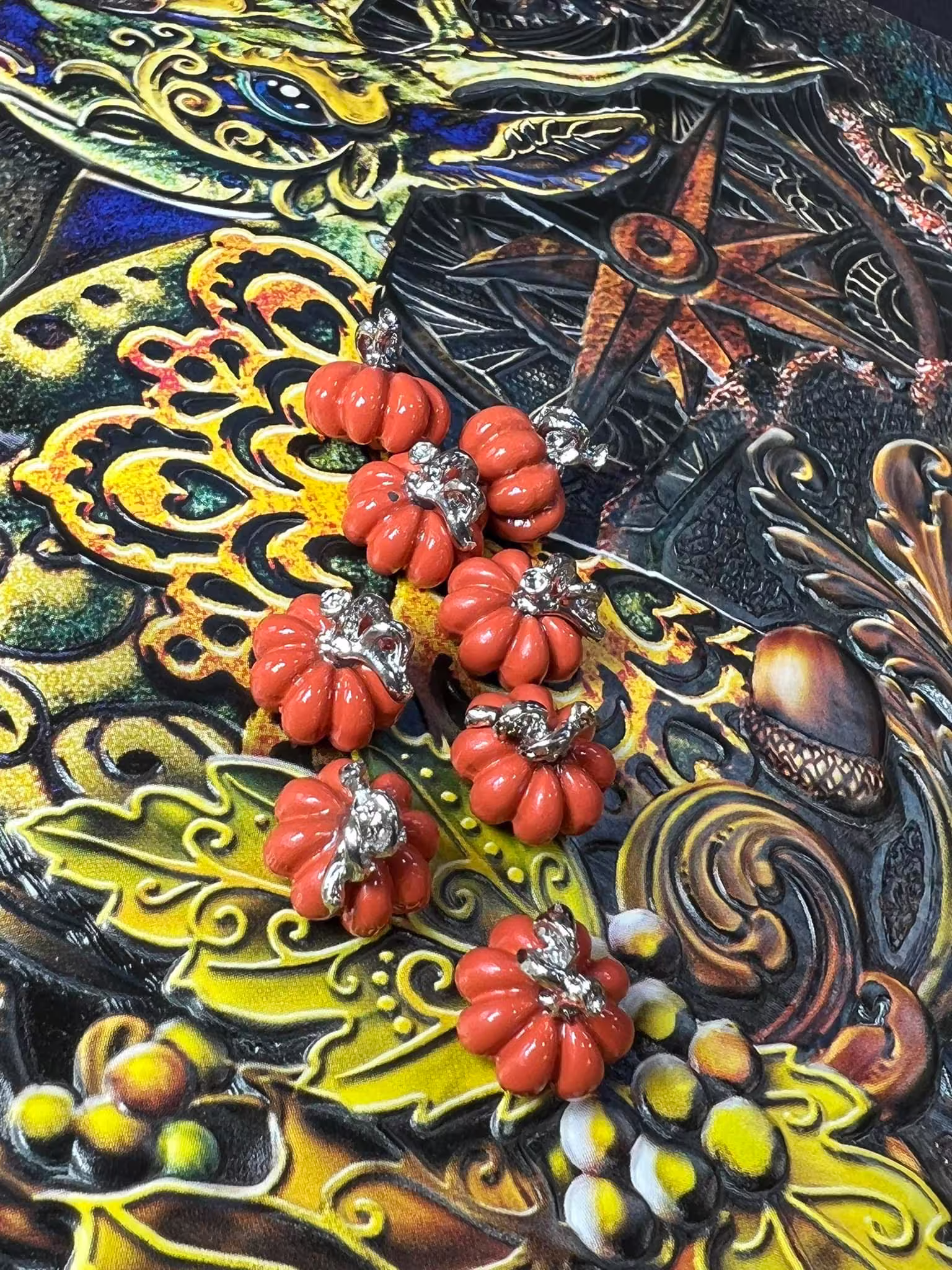 Gorgeous Detailed Enamelled Pumpkin Charms 11mm Seasonal Fall Halloween Jewellery