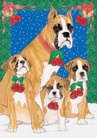 Boxer Christmas Cards Set Of 10 & Envelopes