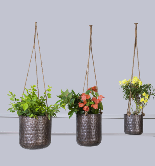 Planter Set Hanging 'Rajat' Silver Finish