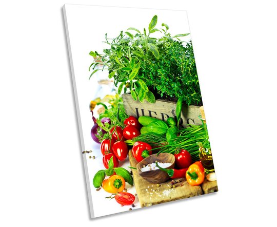 Fresh Herbs Vegetables Kitchen Picture Canvas Wall Art Portrait Print