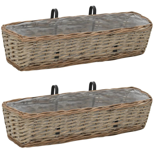 Asupermall - Balcony Planter 2 pcs Wicker with pe Lining 60 cm