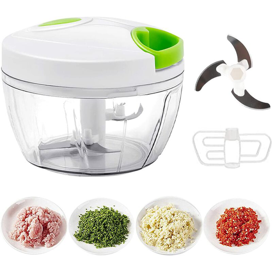 Mezheng - Manual Chopper, Compact and powerful hand-pulled chopper for chopping onion, garlic, vegetables, fruits, herbs for salads, salads, pesto,