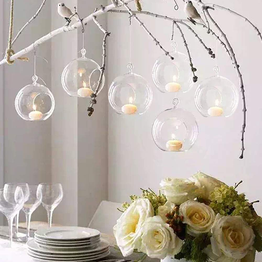 6 X Elegant Clear Glass Baubles Designed To Hold Various Items