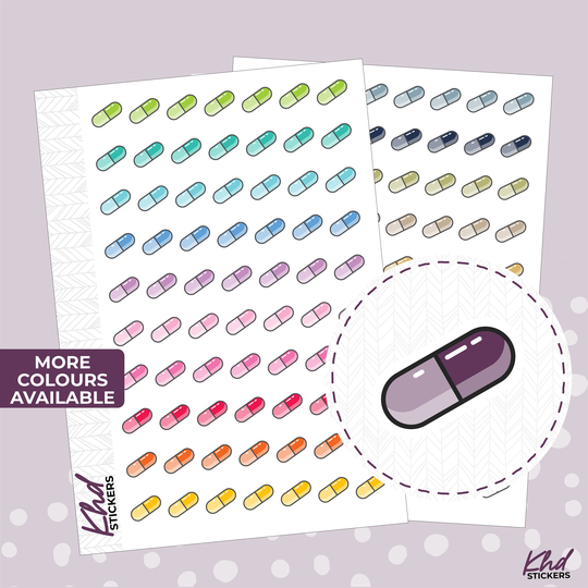 Medicine Capsule Stickers, Planner Removable