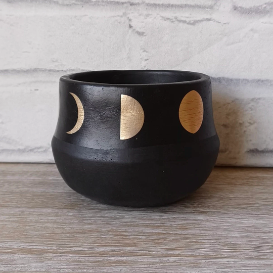 Midnight Black Galaxy Gold Celestial Cosmic Lunar Moon Planter Flower Vase Holder Home Decoration Décor Mother's Day Child Gift Present