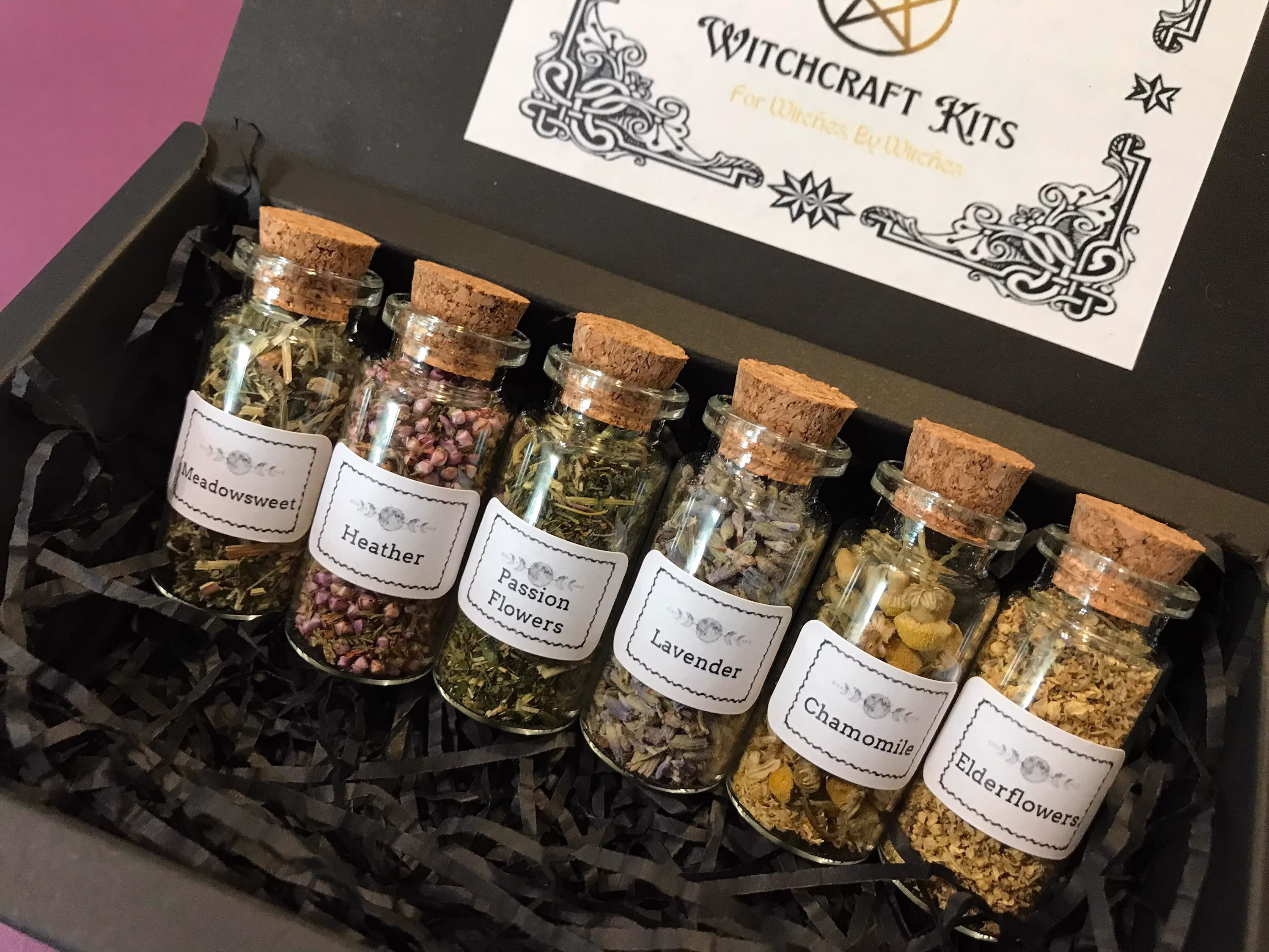 Apothecary Herb Self Care Spell Bottle Set, Jars, Anti Anxiety, Stress Herbs, Witchcraft Kit, Baby Witch Starter Witches Kit