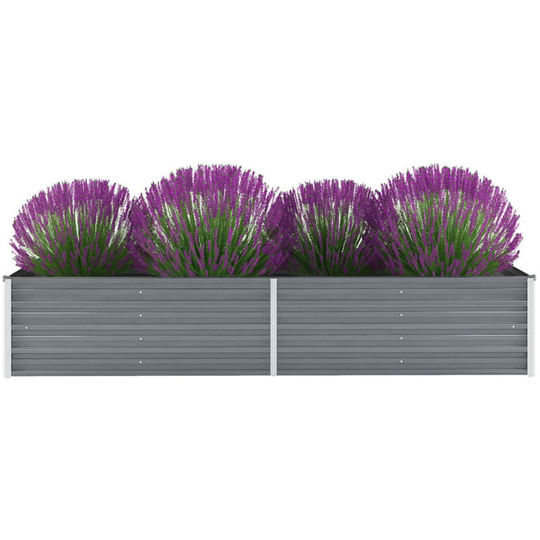 Asupermall - Garden Planter Galvanised Steel 240x80x45cm Grey