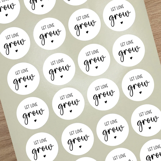 x24 Let Love Grow Wedding Favour Stickers - Seed Packet Bag Sticker Simple Flower Label Sheet UK Made