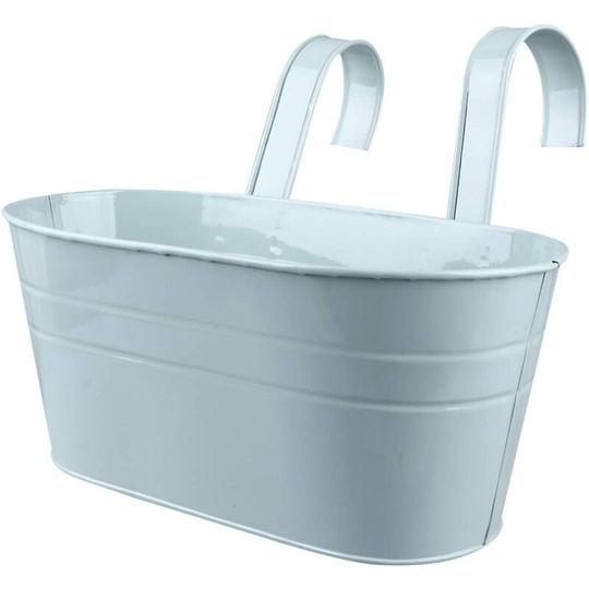 Metal Iron Hanging Flower Pots Garden Pots Balcony Planters Metal Bucket Flower Holders Wall Hanging Decor Pot Sky-blue Soekavia