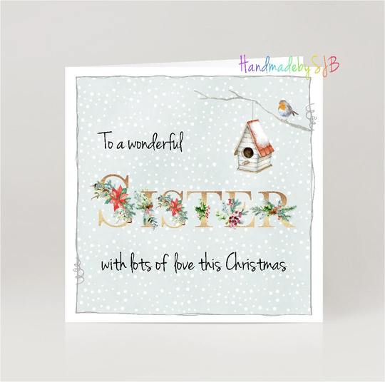 Sister Christmas Card, "To A Wonderful' Greeting 6" X 6