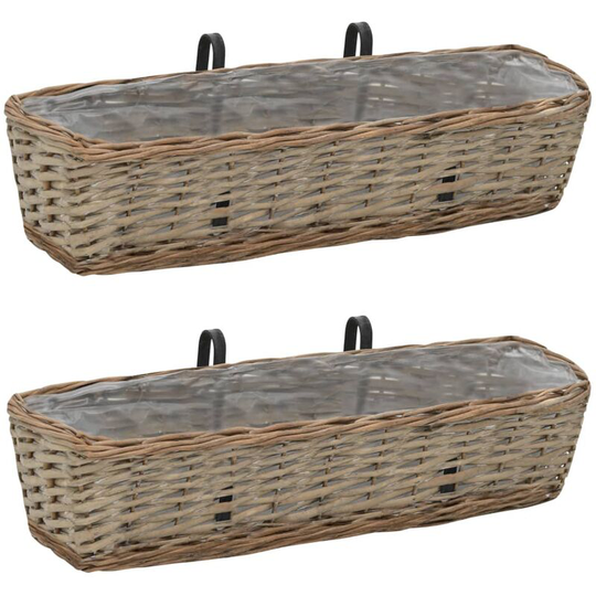 Balcony Planter 2 pcs Wicker with pe Lining 60 cm VDTD12750 - Topdeal
