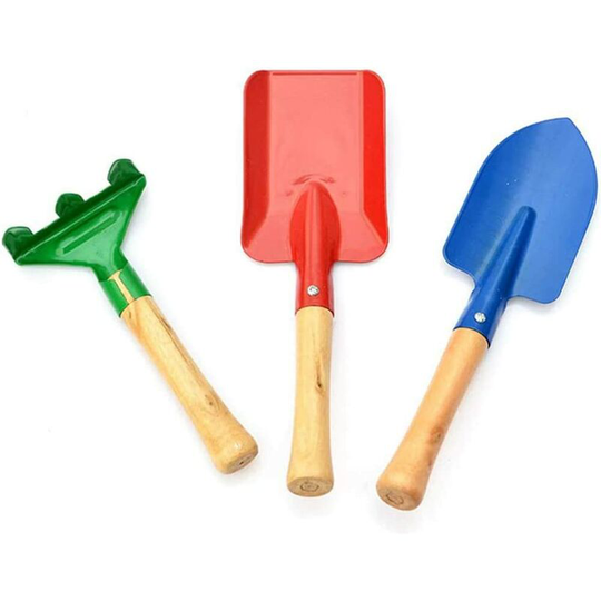 Bearsu - pcs garden tools for kids, mini shovel garden plant sets with wooden handle Safe shovel Comes with a small rake, shovel and trowel Garden