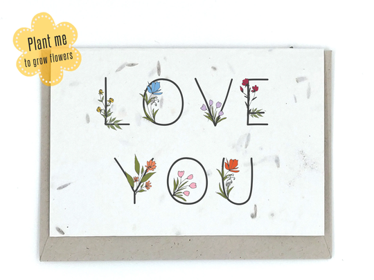Plantable Seed Card, Love You, Anniversary, Eco-Friendly, Biodegradable, Flowers, Husband, Wife, Mother's Day Mum